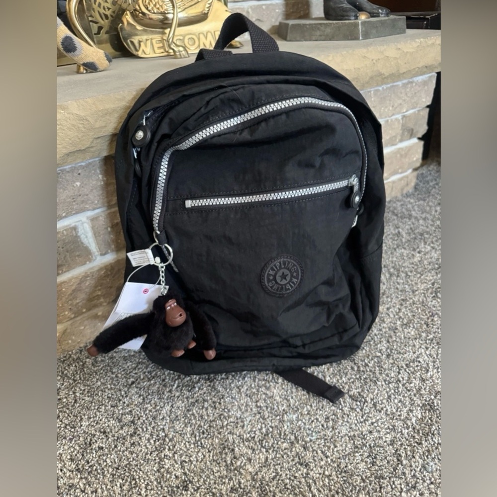 NWT Small Kipling Backpack with Monkey Charm Blac… - image 1